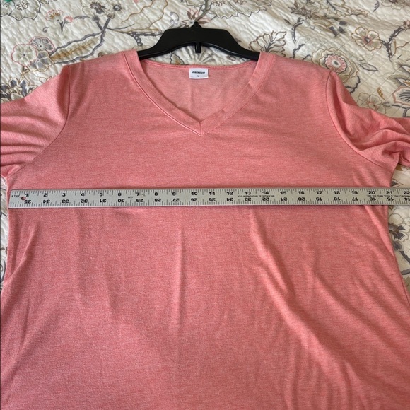 Coral V-Neck Top with Lace Sleeves - Picture 6 of 9